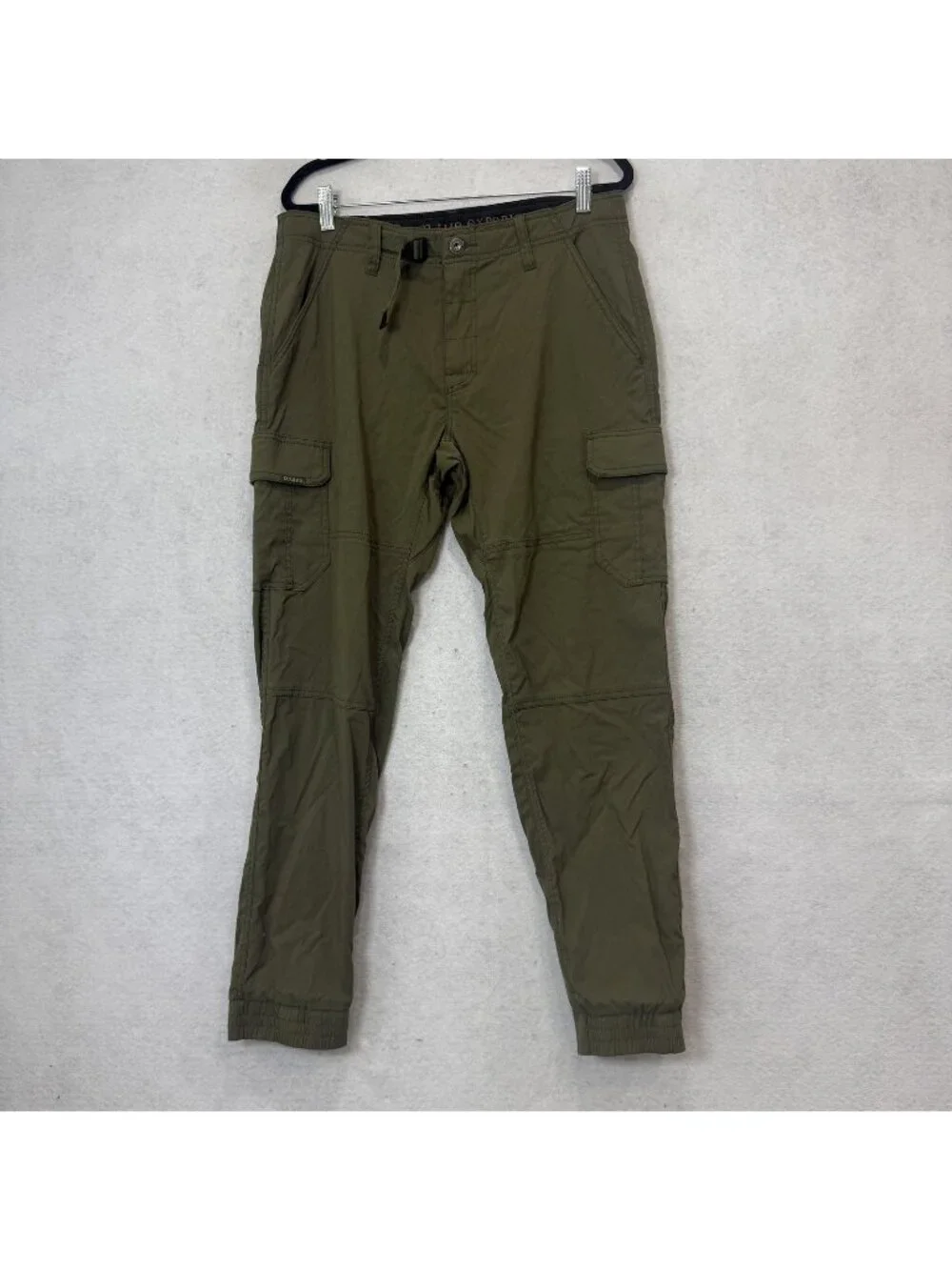 PrAna Pants Mens 32x30 Green Nylon Cargo Jogger Hiking Stretch Pockets Outdoor